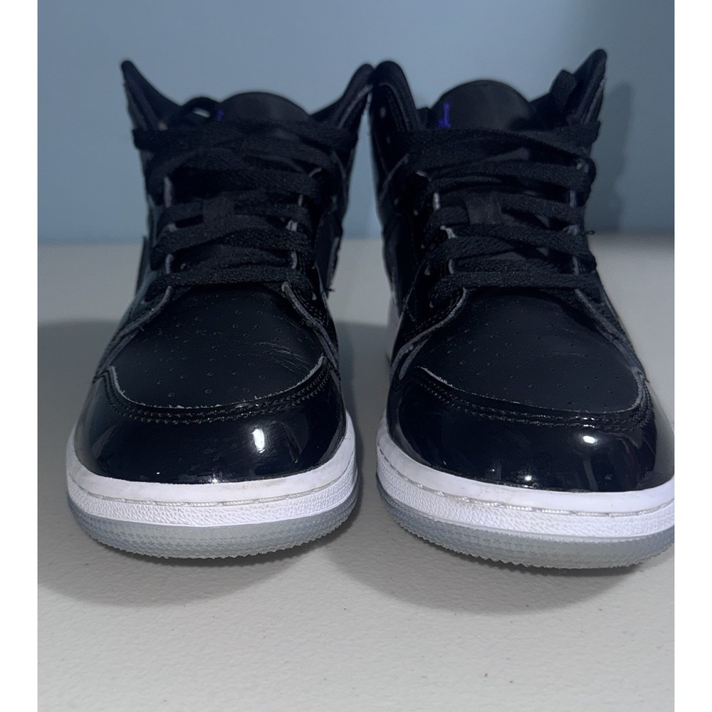 Air Jordan 1 Size 5.5Y Mid SE 'Space Jam' Sneakers Glossy Patent Leather Casual